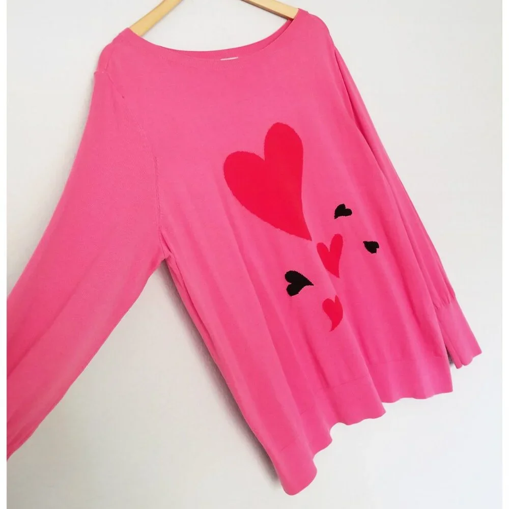 Chico’s Big Heart Pink Pullover Sweater Lightweight Jumper Plus Size XXL $90 - Picture 7 of 16
